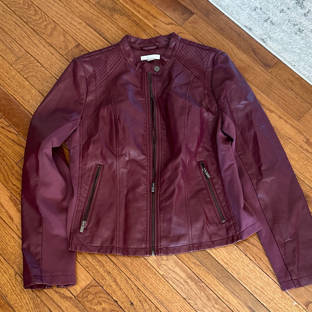 New York & Company Deep Red Leather Jacket